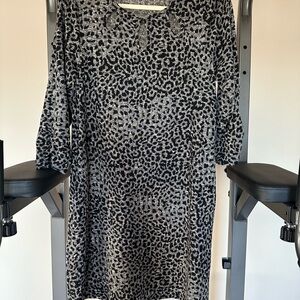 Elegant Black and Gray Leopard Print Dress